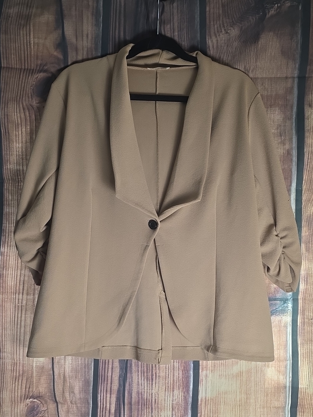 Beyove Taupe Shawl-Collar Single-Button Blazer Jacket